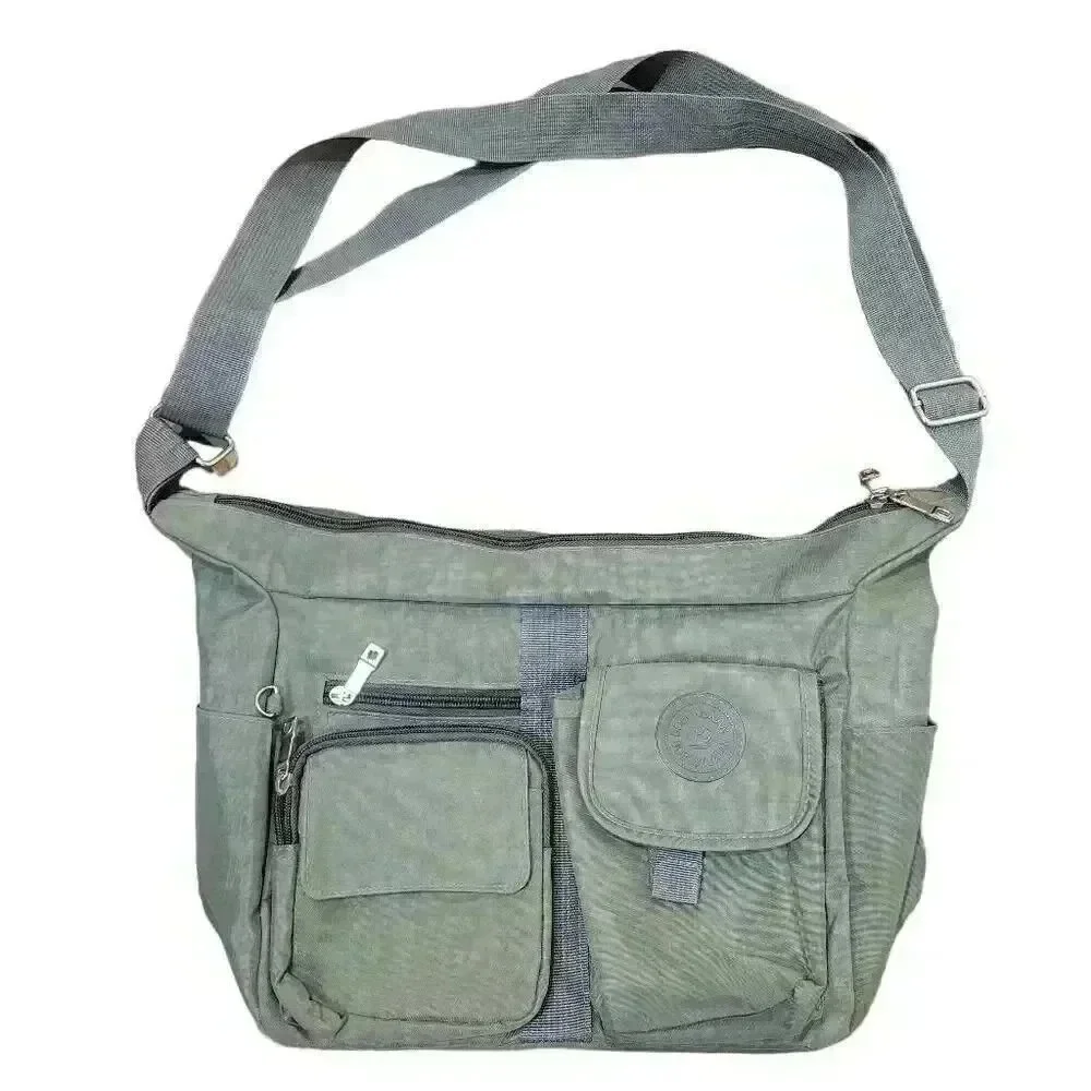 BoBo Xiuxian Women's Dark Sage Gray/Green Multi Pocket Hobo Bag w Adj Strap